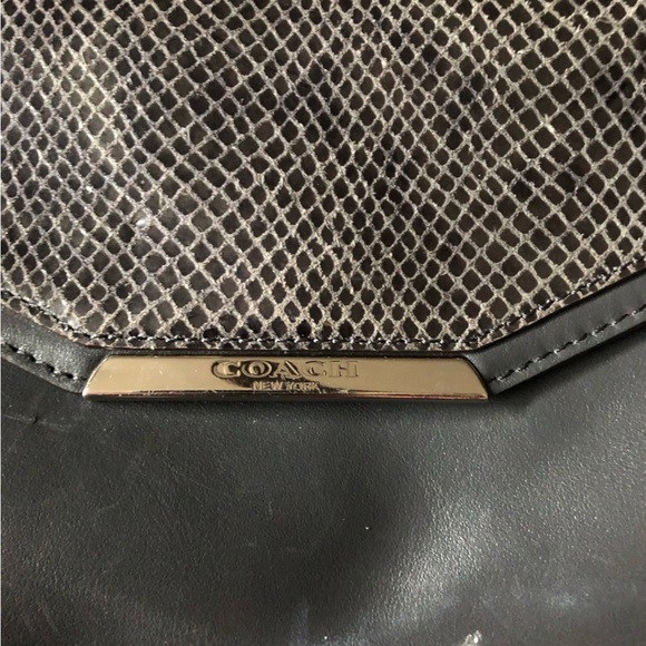 COACH Grey Large Carryall Suede Leather Tote Large Expandable Zipper Snakeskin - Picture 2 of 15